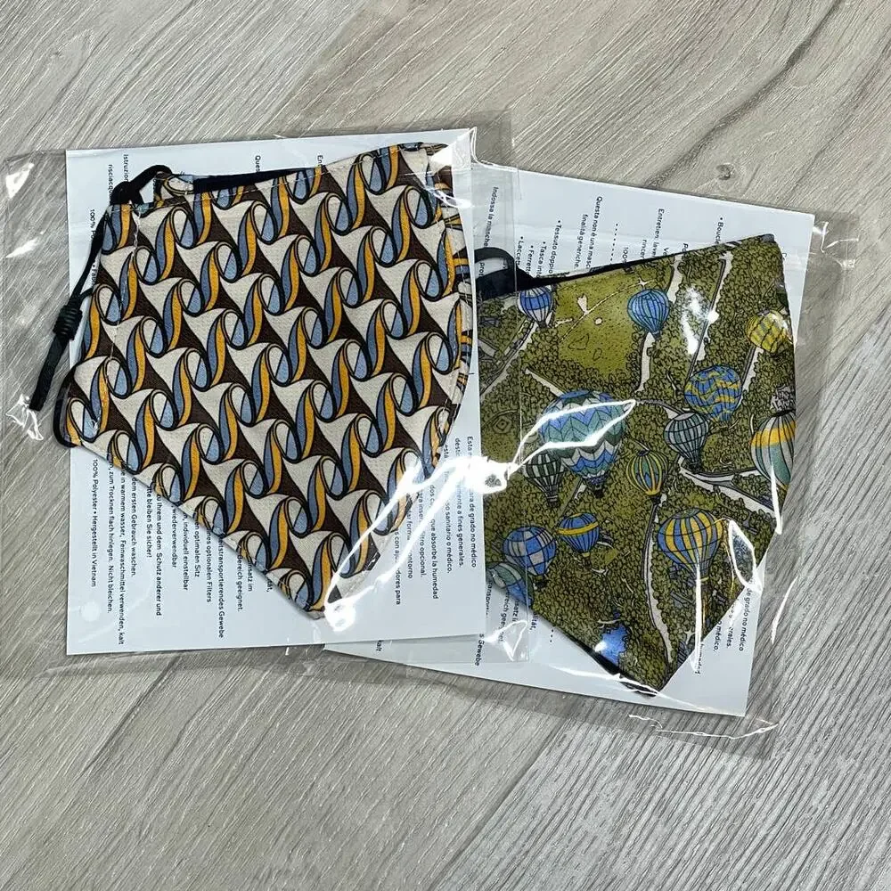 Tory Burch 2 Printed Two Layer Adjustable Face Mask New Limited Print